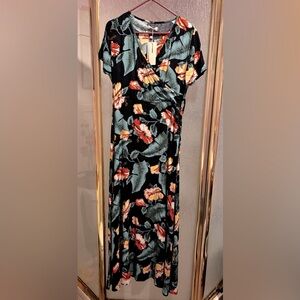 Kormei Long Flower Crossover Dress Size M New With Tags